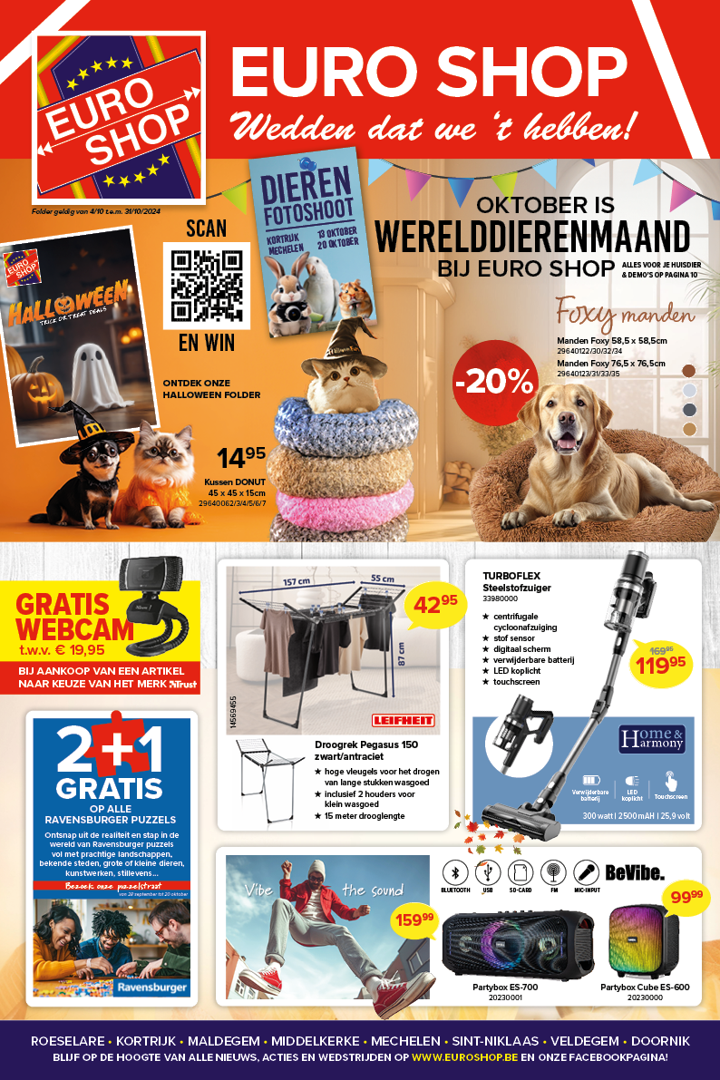 dierenmaand - dierenvoeding - droogvoer - verlichting - decoratie - folder promotiez - euro shop