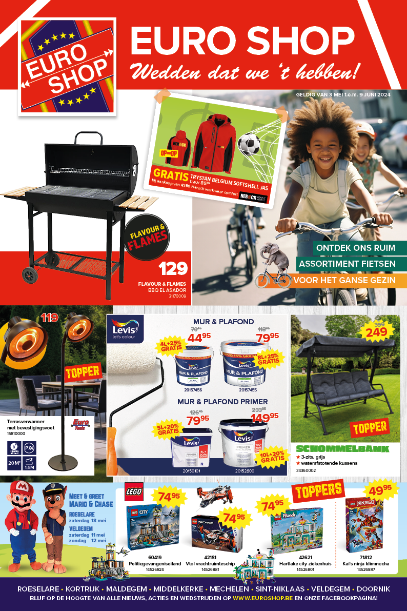 tuinmeubelen - LEGO bouwsets - loungesets - bloempotten - plantenpotten -barbecues - speelgoed - huishoudtoestellen - euro shop